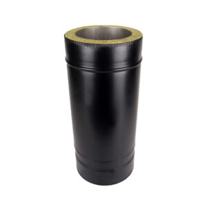 Adjustable Length 350mm-500mm Twin Wall Insulated Flue Pipe - 6" (150mm) - Black
