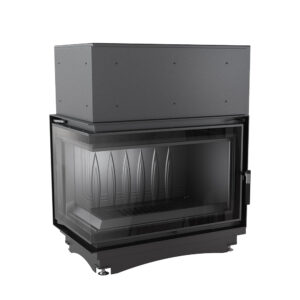 Kratki Oliwia 16kw Inset Wood Burning Stove With Left Connected Side Glass & Black Glass Edge - OLIWIA/L/BS/DECO